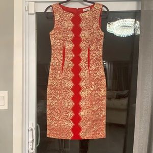 Calvin Klein Red & Gold Cocktail Dress